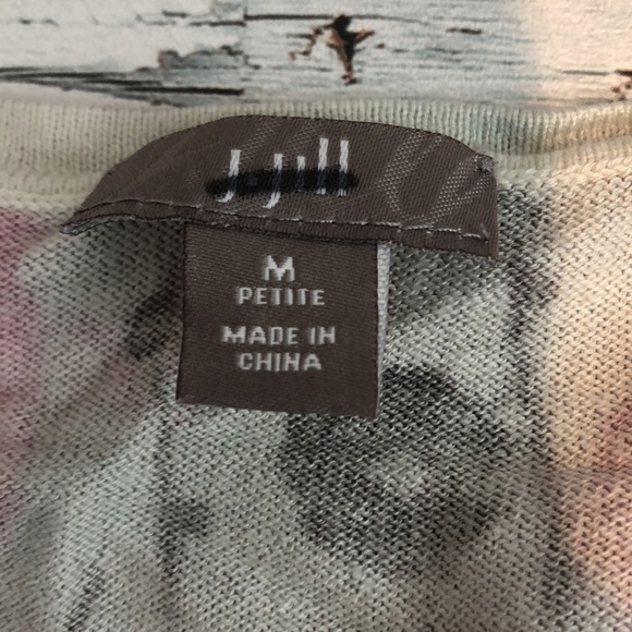 J.Jill Silk Cashmere Silk Blend Floral Cardigan Medium Petite - Picture 3 of 8